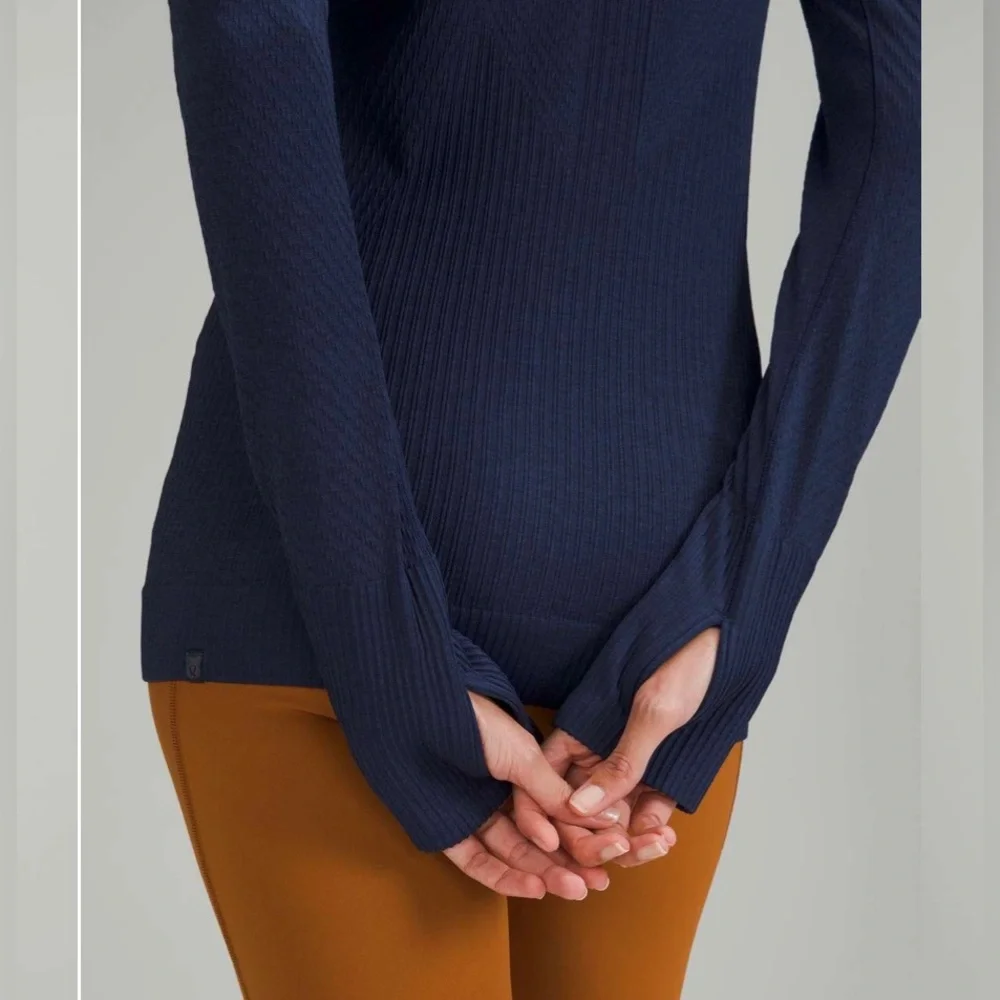 Lululemon Rest Less Pullover Long Sleeve Base Layer in Night Sea Blue - Picture 3 of 10